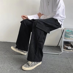 新款长裤高街vibe裤子街头风拼接牛仔裤男宽松直筒裤N7025/P35图片