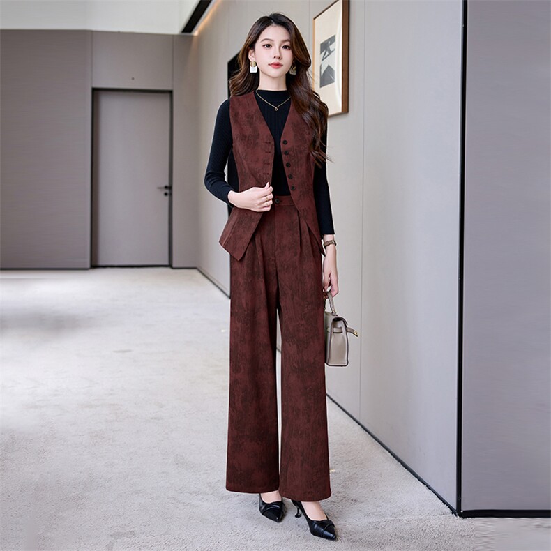 马甲阔腿裤套装女2025新款时尚洋气御姐风高级感入春搭配一整套,女装套装/套裙,火爆靓佳人