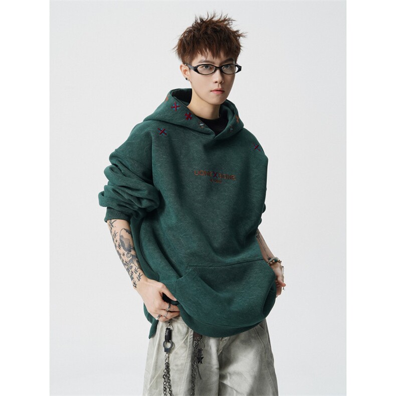 秋冬加绒重磅砂洗做旧刺绣连帽卫衣JF807-特P65控118加绒P70控128,男装卫衣,电商A422-1