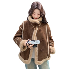 25冬季新款皮毛一体加绒加厚外套2B138-806-P185K280，女装短外套，2B138