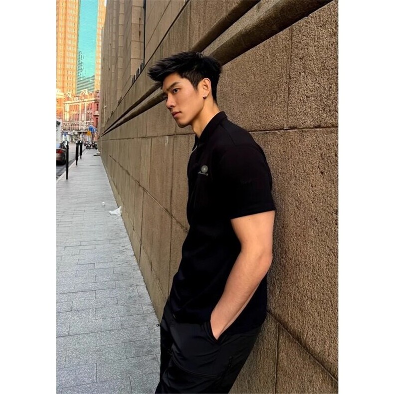 网图现货夏季美式复古翻领POLO衫男T9001/特P30,男装T恤,星座205-3