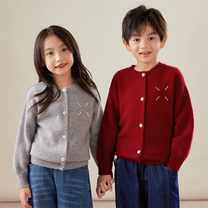 秋冬男女同款柔软百搭时尚舒适开衫，童装卫衣/绒衫，贝美羊绒