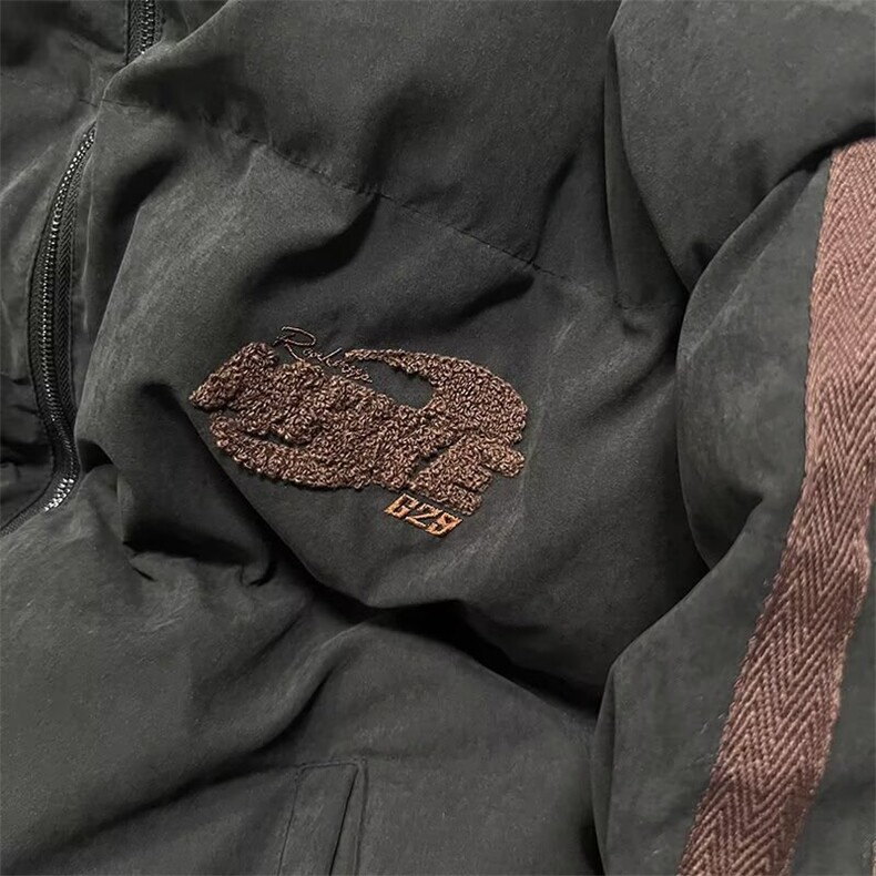 美式复古立领刺绣加厚棉服男女情侣款潮牌宽松面包服外套,男装棉衣,星座506A