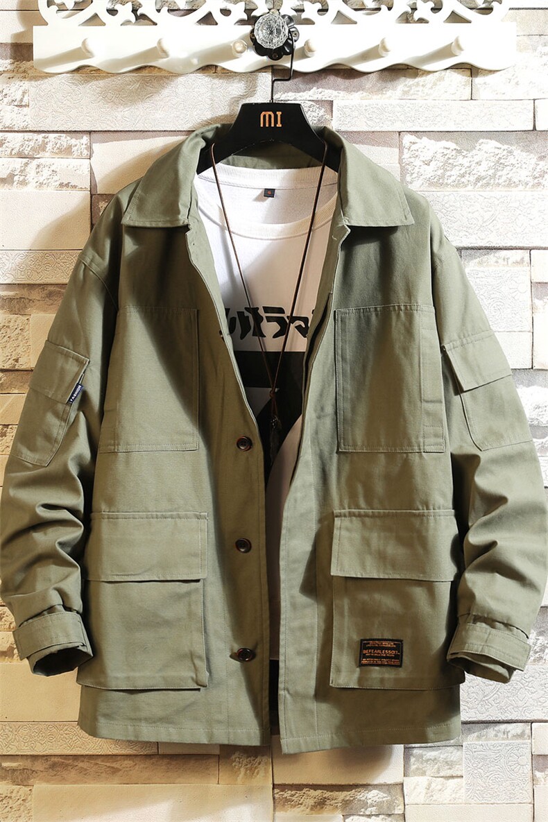 2021春秋季新款白墙风日系工装大码男休闲翻领夹克外套J966-P80,男装夹克,电商A001