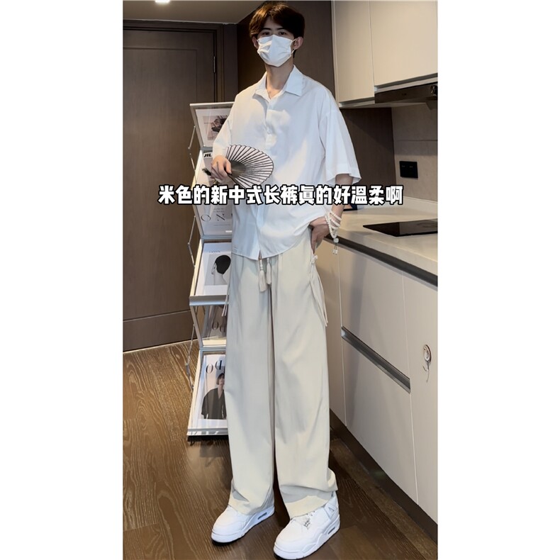 夏季新款新中式飘带设计宽松百搭休闲裤B315-K24069--特p30控58,男装休闲裤,电商B315
