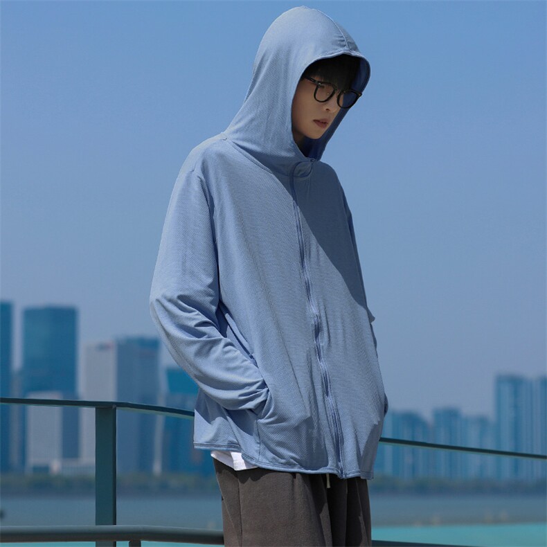 夏款中性凉感时尚防晒衣潮防紫外线面料纯色连帽外套男2088-P40，男装防晒衣，电商A441-1