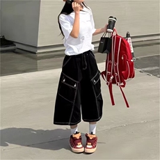 牛仔短裤男女2026夏季新款美式多口袋裤子宽松水洗阔腿七分裤简约，男装牛仔裤，星座506A