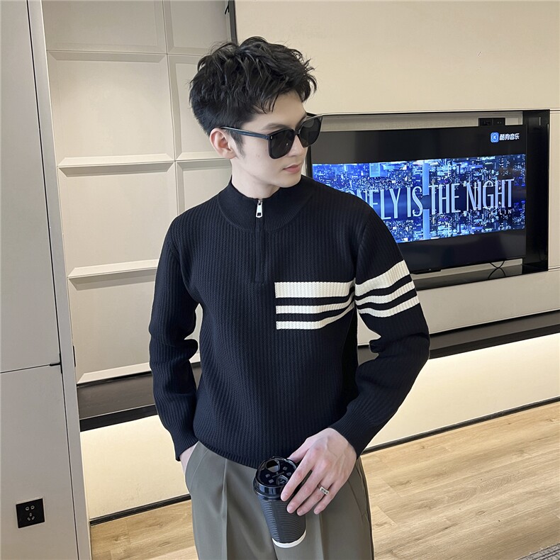 B353 MY829 P68 L-3XL 黑色冬季男士常规版型潮版针织衫套头毛体图片