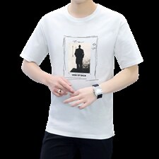 夏季新款男士100%棉印花圆领休闲短袖T恤XZ313B-2T1132，男装T恤，星座313B-2