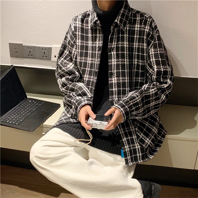 呢料加厚港风情侣宽松大码夹克外套男//A338-1W15P90,男装夹克,电商D325