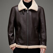 MJ-887冬季海宁男式羊毛皮草男翻领仿皮毛一体修身颗粒绒夹克P306，男装夹克，电商B360
