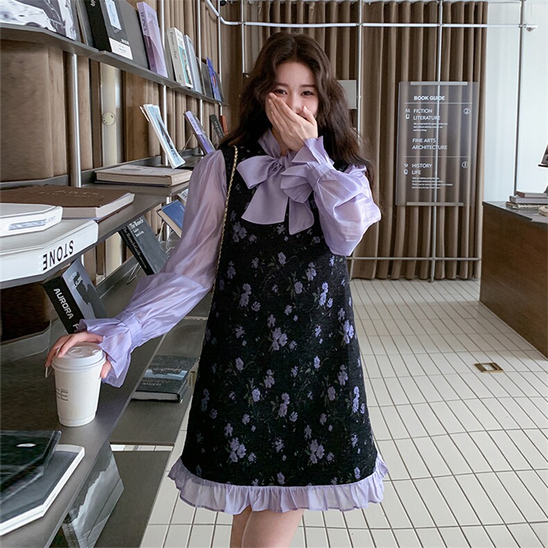 少女风显瘦时尚套装秋装纯欲风通勤套装长袖INS风碎花春秋气质,女装套装/套裙,2C260