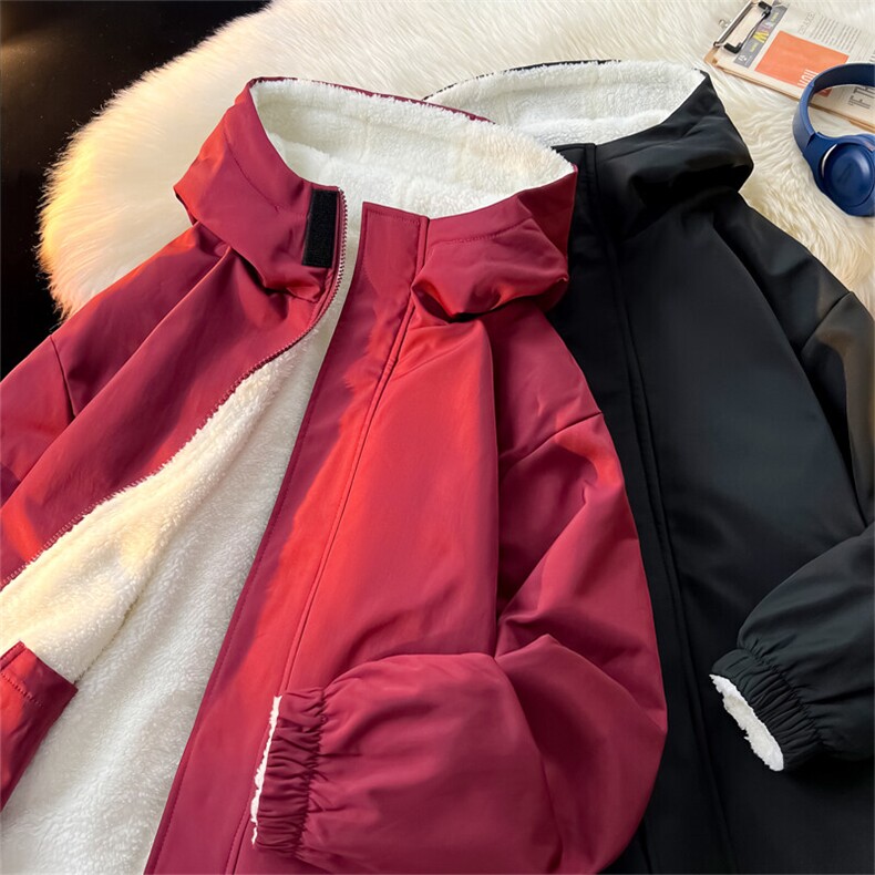 两面穿棉服男生冬季中性风大码棉衣外套情侣百搭潮牌宽松连帽棉袄,男装棉衣,电商A022