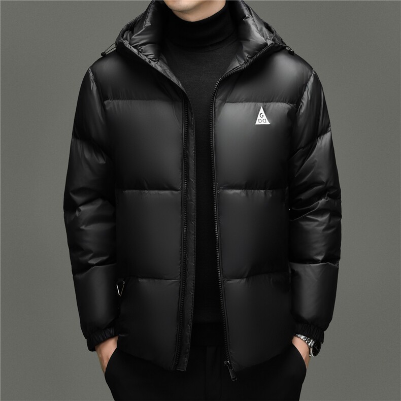2025新款冬季男士连帽短款90%白鸭绒羽绒服大衣加厚羽绒服外套,男装羽绒服,钱塘723