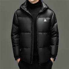 2025新款冬季男士连帽短款90%白鸭绒羽绒服大衣加厚羽绒服外套，男装羽绒服，钱塘723