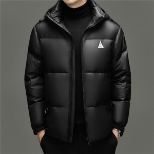 2025新款冬季男士连帽短款90%白鸭绒羽绒服大衣加厚羽绒服外套