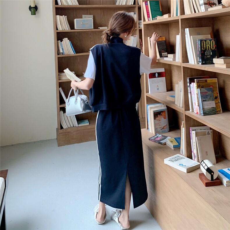 夏季新款卫衣套装假两件短袖+松紧腰半身裙2C233-A178-P145-K219,女装套装/套裙,2C233