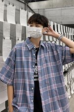 2021年春季新款格子衬衫女宽松落肩港风衬衫男DS-C407-CS301-P35，男装衬衫，电商C323-1