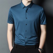 中老年爸爸夏装短袖衬衫男薄款宽松夏季商务休闲衬衣百搭，男装衬衫，电商B212（原钱塘6029）