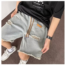 夏季破洞牛仔短裤时尚流行休闲美式潮牌弹力宽松DK3093p39，男装牛仔裤，星座1013