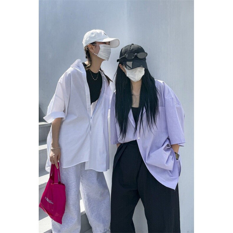 衬衫男短袖夏季设计感潮牌潮流宽松休闲情侣半袖衬衣710-3422P45,男装衬衫,星座710