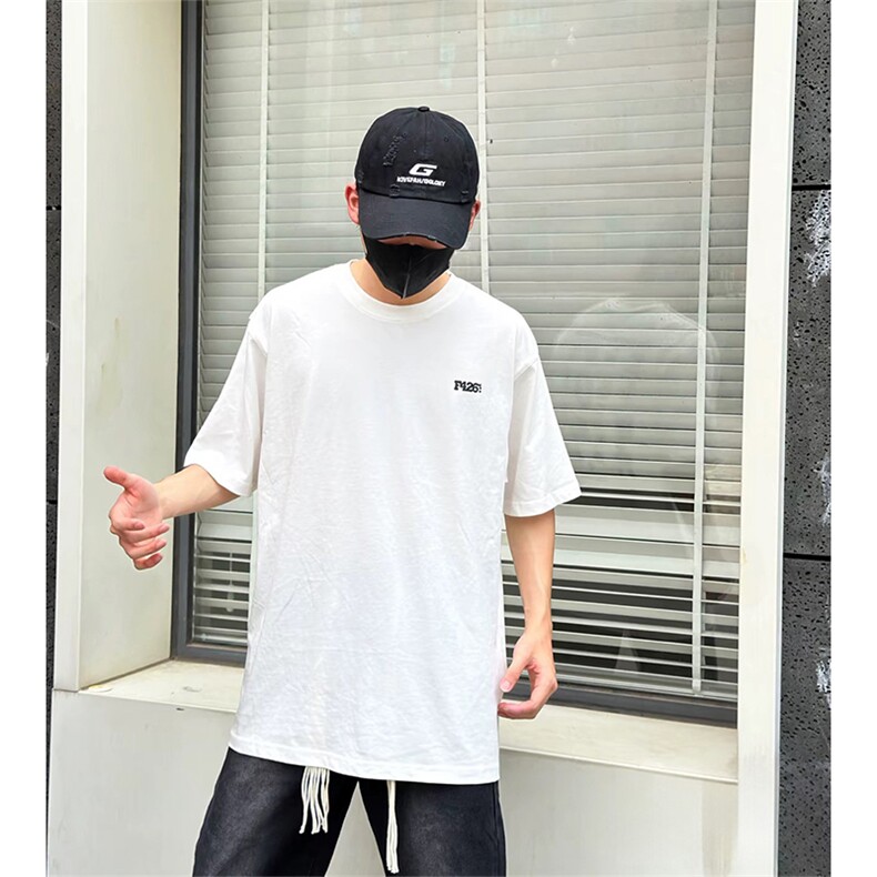 抖音得物供货210克现货宽松纯棉美式潮牌印花落肩袖纯棉T恤AT2192,男装T恤,电商A443
