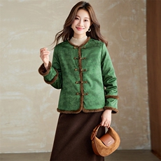 在仓~2025年冬季新款提花夹棉单排扣长袖拼接仿貂毛通勤棉服外套，女装棉衣/棉服，新依时派