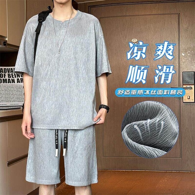 特批P45无差价夏季潮流宽松T恤男纯色休闲短袖上衣T2098+DK2140,男装T恤,电商A001