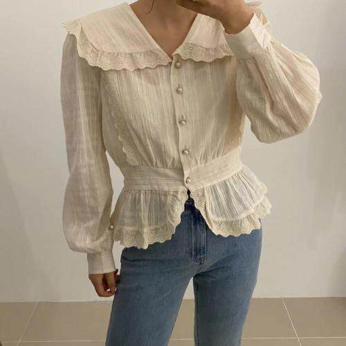 韩货珍珠扣衬衫-温柔气质的小姐姐，女装衬衫，LUCY