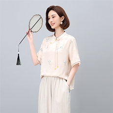 新中式轻国风裙女2024年夏季新款高级感气质女装连衣裙，女装衬衫，凝聚力