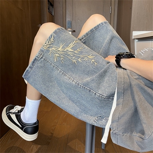 2024夏季新中式牛仔短裤男潮宽松百搭五分裤 现货 K7990-P38图片