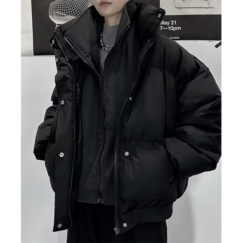新款韩版假两件棉服男痞帅黑色加绒加厚立领棉衣休闲外套MC440,男装棉衣,星座1116A（原606A-3）