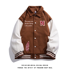 白底23春季设计潮流印花拼色翻领棒球服宽松夹克外套G601P85控98，男装夹克，电商A247-1