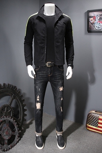 7098春 秋季新款男士翻领韩版修身夹克衫M-4XL P175图片