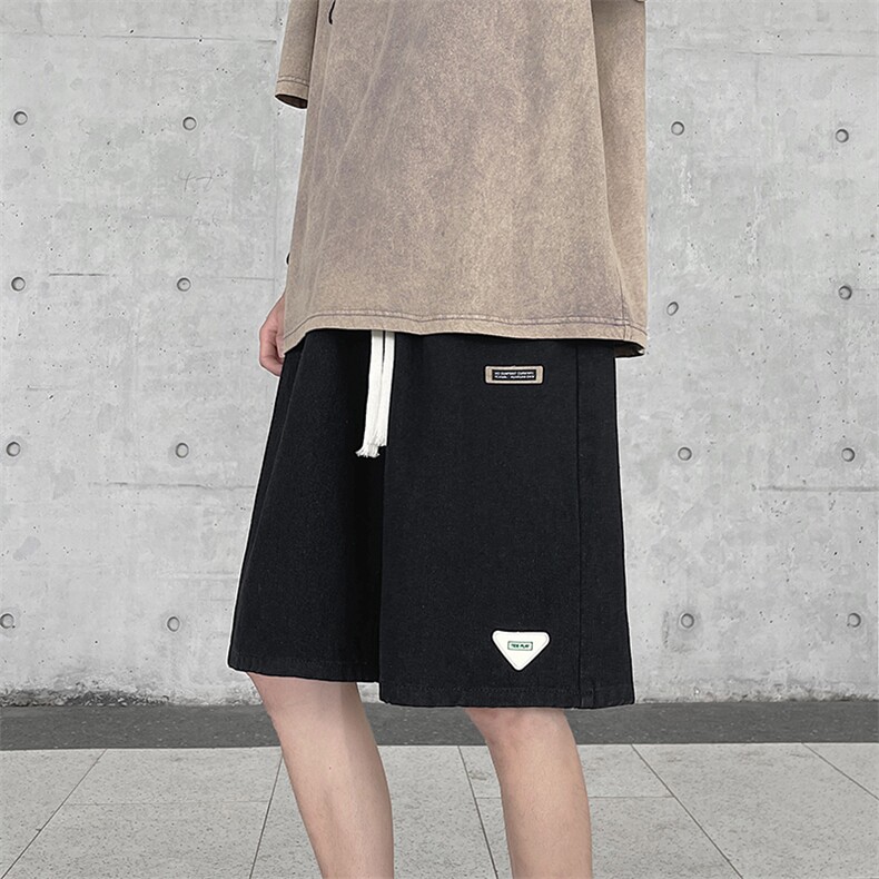2024夏季港风贴标牛牛仔短裤男抖音品质XZ914-6-DK503-P38控价58,男装牛仔裤,星座914-6