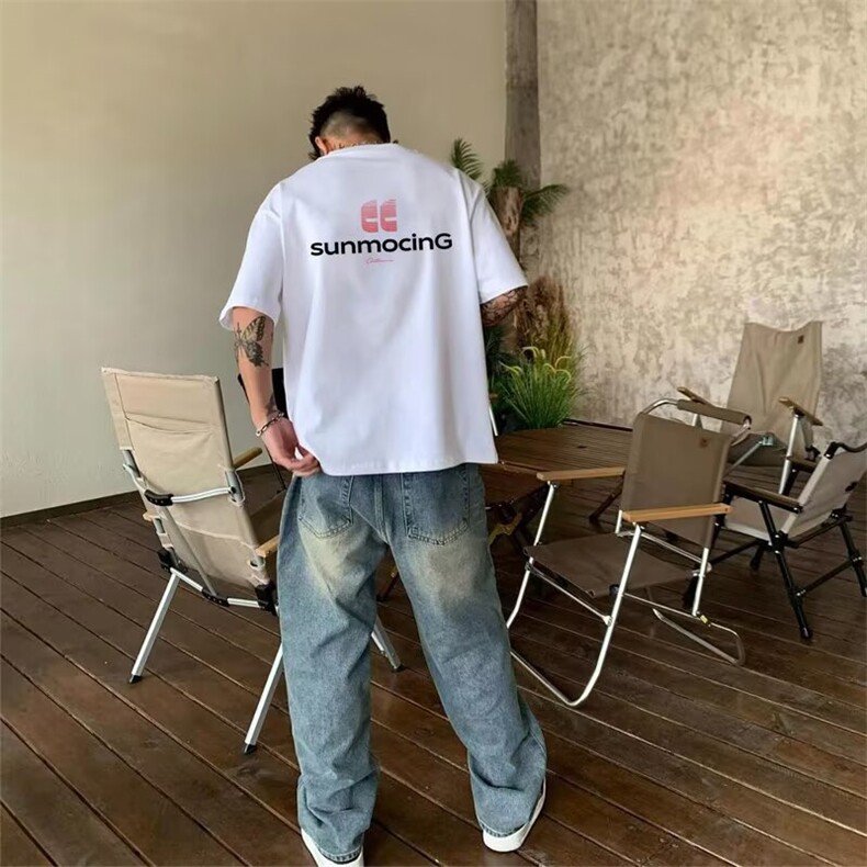 重磅短袖男生夏季美式高街ins潮牌宽松百搭体恤衫上衣服YTX407,男装T恤,星座208-5
