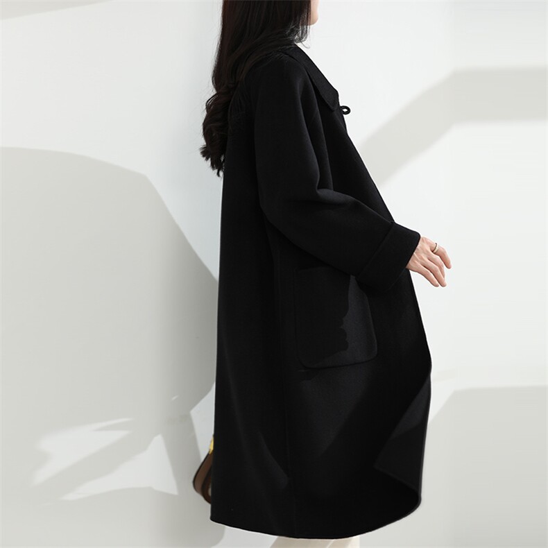 2024秋冬季新款韩版宽松显瘦赫本风毛呢外套，女装双面呢大衣，怡欣双面呢工厂店