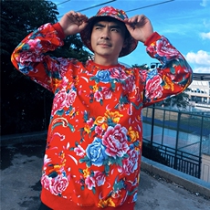 B203秋冬男女休闲圆领大码东北大花卫衣团队表演出汉服舞蹈学生潮，男装卫衣，星座115A-2