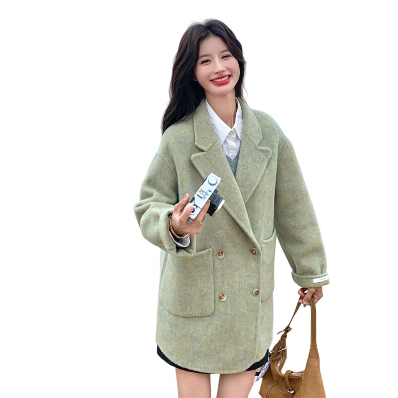 双面呢羊绒大衣女2025新款爆款秋冬高级感气质宽松双面呢西装外套,女装毛呢外套,2C283