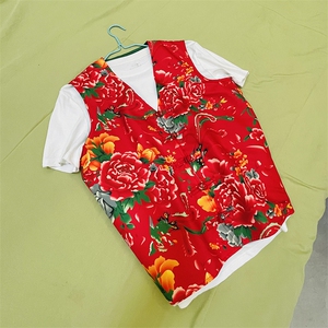 RM1情侣大花马甲双层 团队服喜庆婚礼服M-5XL大码图片