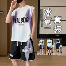 TZ801-P48夏印花无袖T恤上衣港风青少年男生套装学生短袖短裤，男装牛仔裤，星座507A（原星座306B-2）