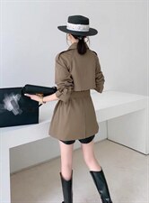 时尚风衣搭配修身，女装风衣，千利红