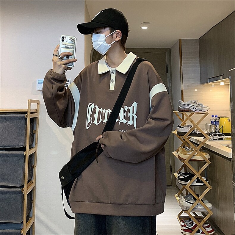 电商DSA028-PLCT2307P5065棉新款港风长袖POLO衫男,男装Polo衫,电商A028
