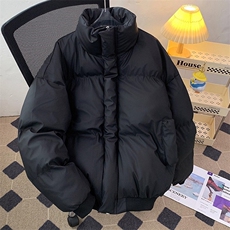 现货5W件冬季三防重磅硬挺boxy短款羽绒立领PU皮棉衣外套加厚棉服，男装棉衣，电商A443