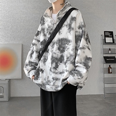 现货WY10083-特P45控88新款面料扎染高品质宽松立领卫衣，男装卫衣，电商A059