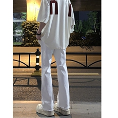 B221美式ins高街简约小众设计毛边破洞牛仔裤LK23067-P60控78，男装牛仔裤，电商B221