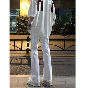 B221 美式ins高街简约小众设计毛边破洞牛仔裤 LK23067-P60 控78图片