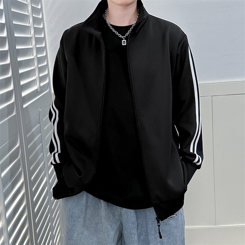 现货开衫卫衣外套男垂感运动服上衣宽松立领夹克A116P65加绒P75,男装夹克,电商A351