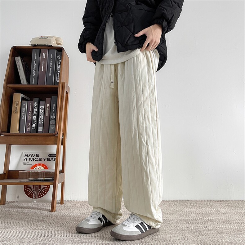 8XL-M加厚夹棉保暖长裤棉麻绗缝竖格休闲裤加棉棉裤K9111P68控88，男装棉裤，电商D206-1