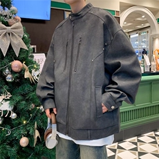 秋款男PU皮柳丁立领夹克拉链宽松休闲皮外套JK9302P90，男装夹克，星座1013-1